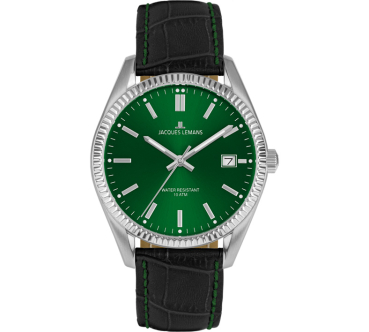 Jacques Lemans Derby  50-3T Uhr Herren Edelstahl Leder Quarz 10Bar